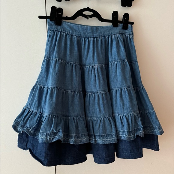 SANDRO Fanfan Tiered Denim Mini Skirt Size 38 New with tags US 6 - Picture 5 of 16